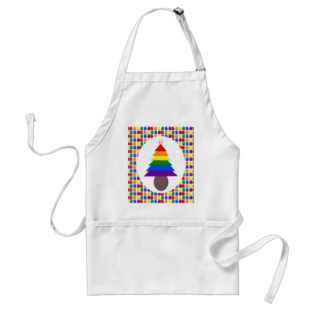 Lesbians Rainbow Christmas Tree and Presents Standard Apron (Front)