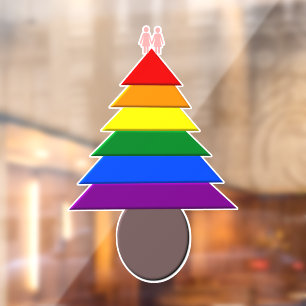 Lesbians Rainbow Christmas Tree Window Cling