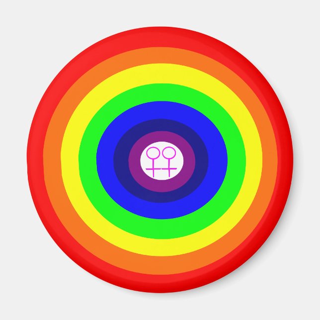 Lesbians Round Rainbow Magnet (Front)