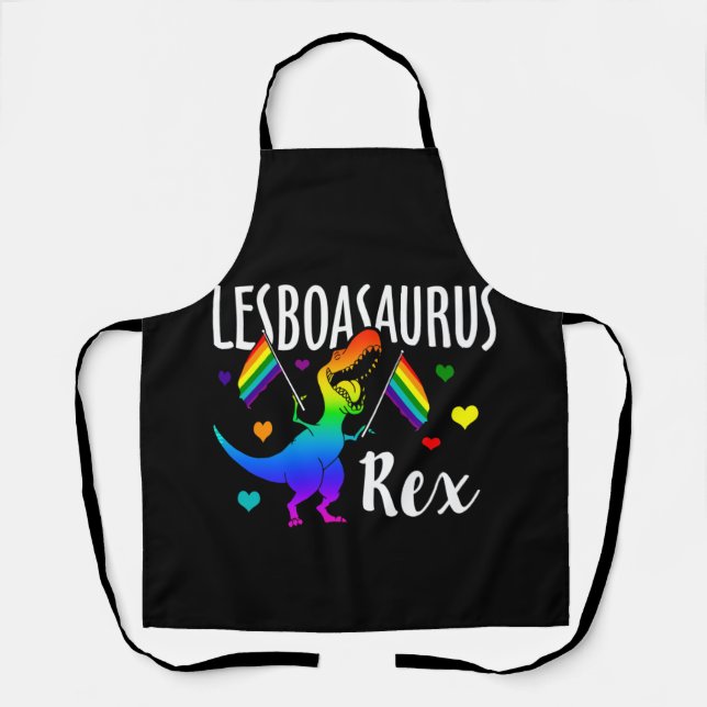 Lesboasaurus Rex Lesbian Dinosaur Pride LGBT Apron (Front)