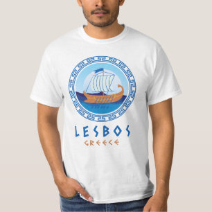 Lesbos, Greece Greek Ship Design Men's T-Shirt