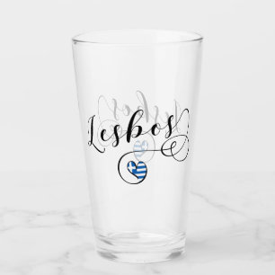 Lesbos, Greek Heart In Flag, Greece Glass