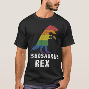Lesbosaurus rex dinosaur in rainbow flag for lesbi T-Shirt