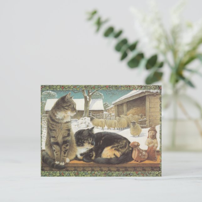 LESLEY ANNE IVORYS CHRISTMAS CAT POSTCARD (Standing Front)