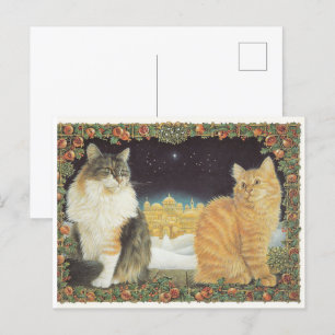 LESLEY ANNE IVORYS CHRISTMAS CAT POSTCARD