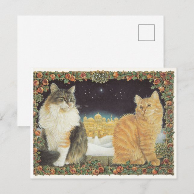 LESLEY ANNE IVORYS CHRISTMAS CAT POSTCARD (Front/Back)