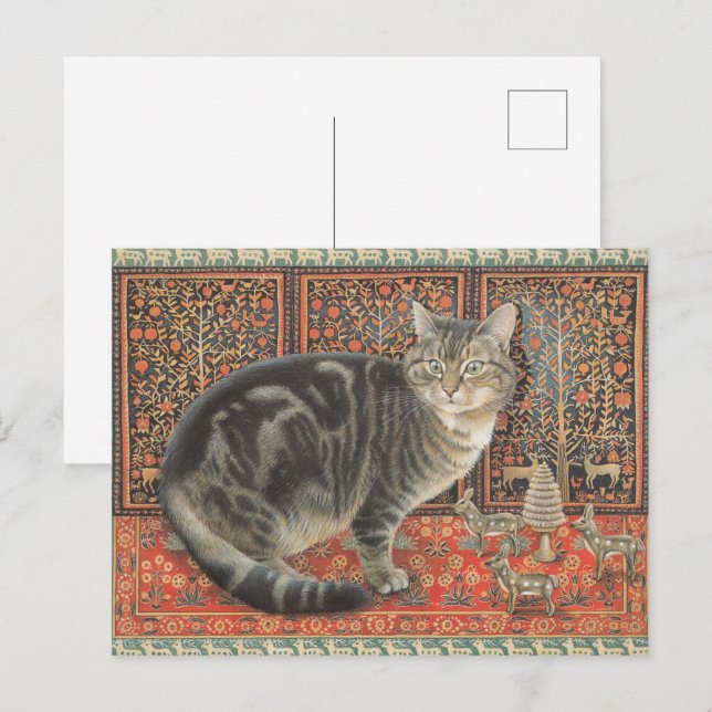 LESLEY ANNE IVORYS CHRISTMAS CAT POSTCARD (Front/Back)