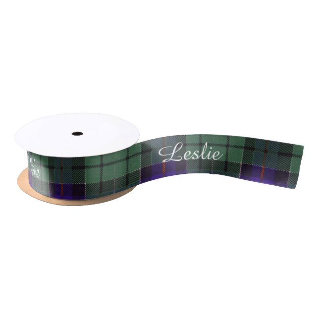 Leslie clan Plaid Scottish tartan Satin Ribbon (Spool)