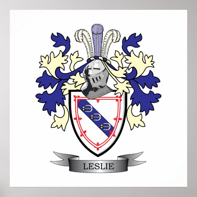Leslie Family Crest Coat of Arms Poster (Front)