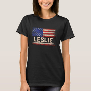 Leslie First Name Shirt Leslie Name American Flag