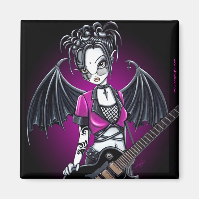 "Leslie" Gothic Guitar Fairy Art Magnet (Front)