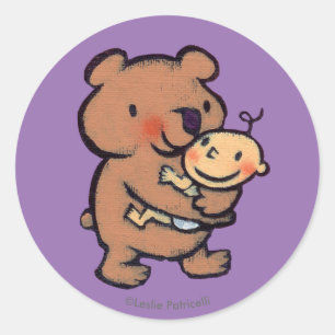 Leslie Patricelli Big Brown Bear Hug Classic Round Sticker