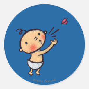 Leslie Patricelli Blow a Kiss Baby Classic Round Sticker