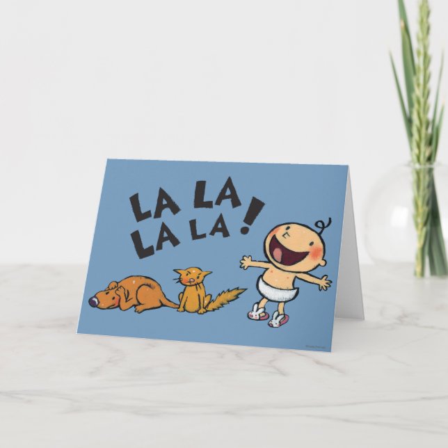 Leslie Patricelli Singing Baby with Bunny Slippers Holiday Card (Front)