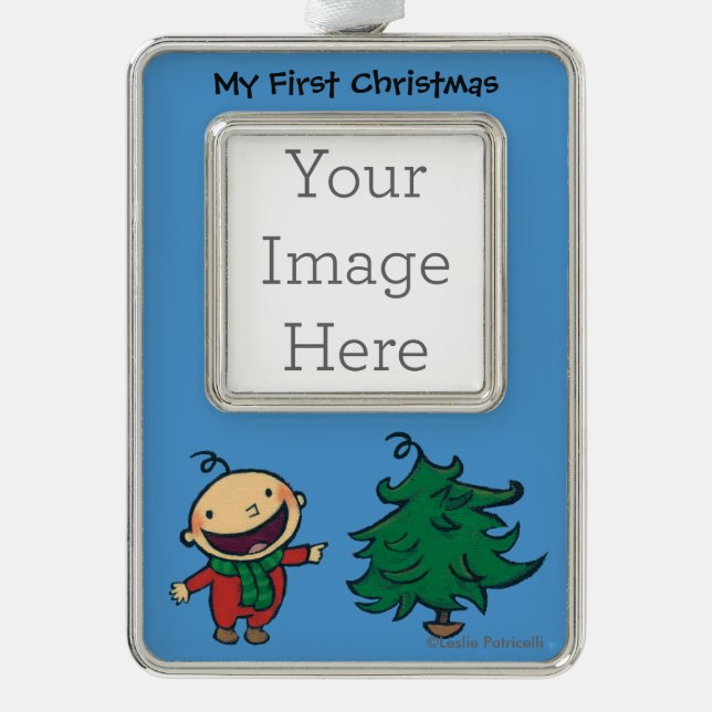 Leslie Patricelli's Baby Chooses a Christmas Tree Silver Plated Framed Ornament (Front)