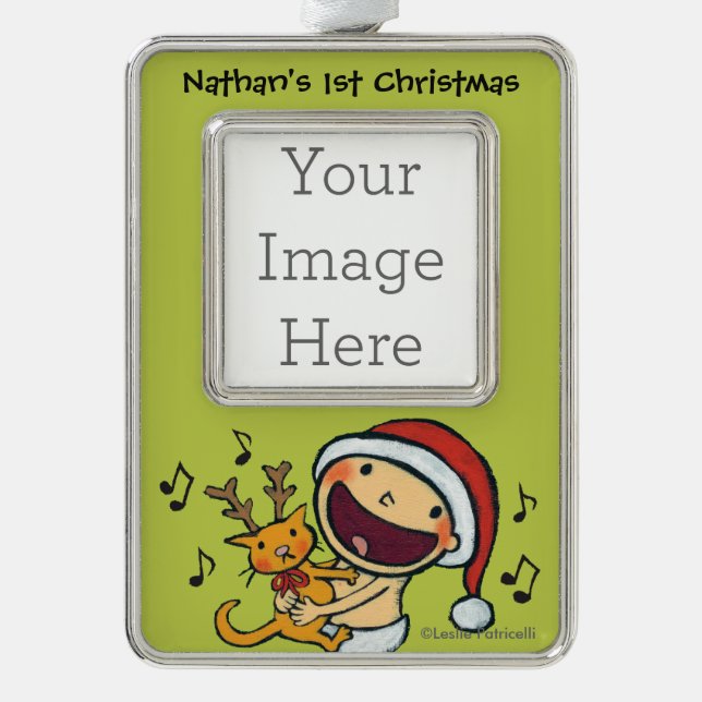 Leslie Patricelli's Fa La La Baby Silver Plated Framed Ornament (Front)