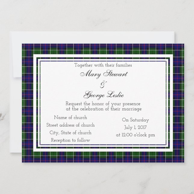 Leslie Scottish Wedding Invitation (Front)