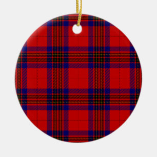 Leslie tartan red blue purple plaid ceramic tree decoration
