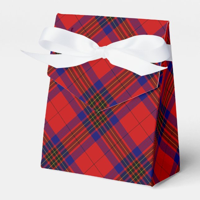 Leslie tartan red blue purple plaid favour box (Front Side)