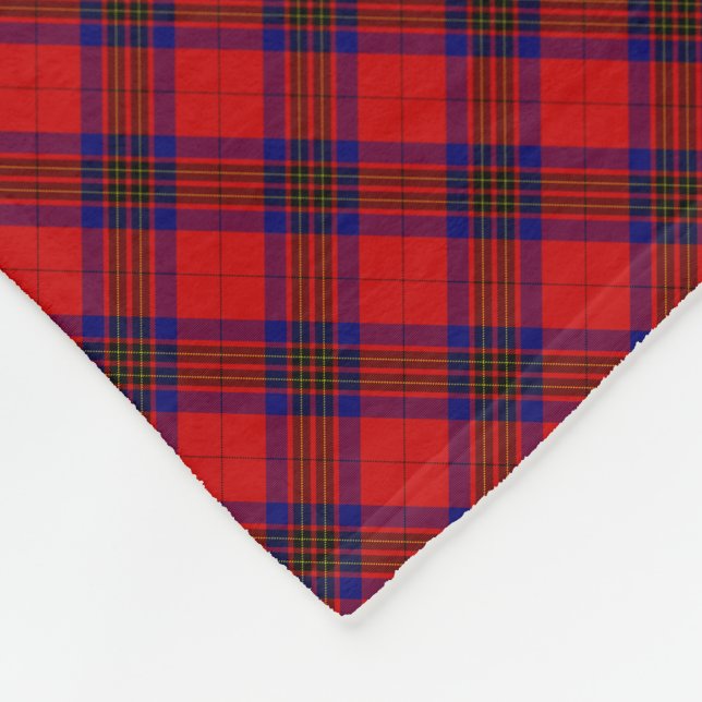 Leslie tartan red blue purple plaid fleece blanket (Corner)