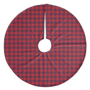 Leslie tartan red blue purple plaid fleece tree skirt
