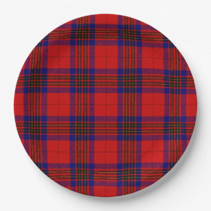 Leslie tartan red blue purple plaid paper plate