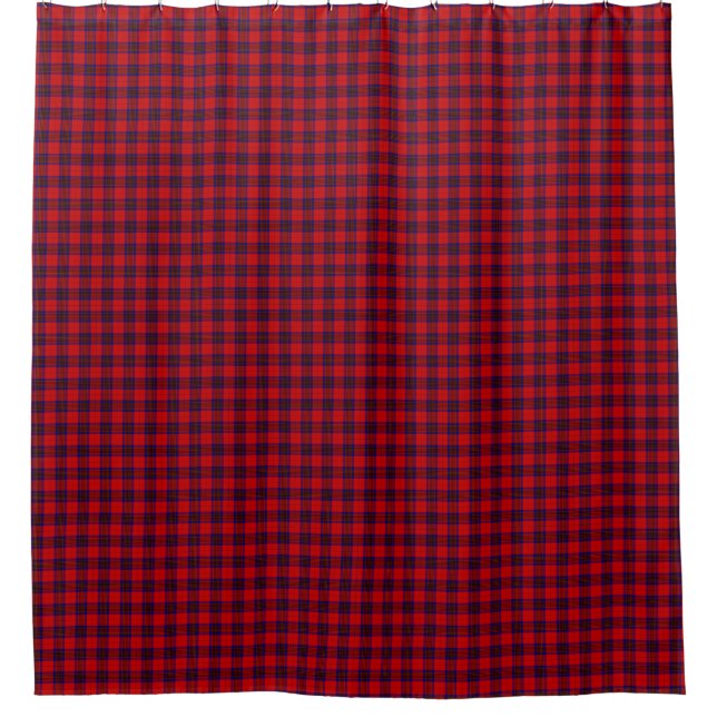 Leslie tartan red blue purple plaid shower curtain (Front)