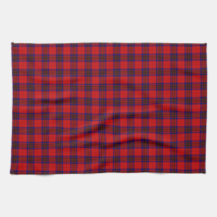 Leslie tartan red blue purple plaid tea towel