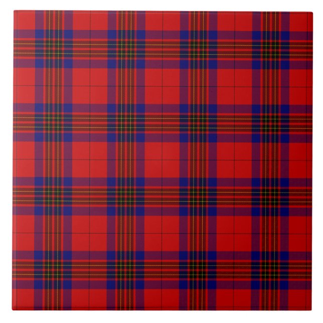 Leslie tartan red blue purple plaid tile (Front)