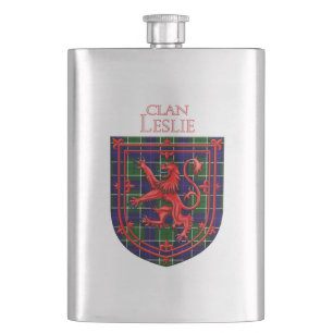 Leslie Tartan Scottish Plaid Lion Rampant Hip Flask