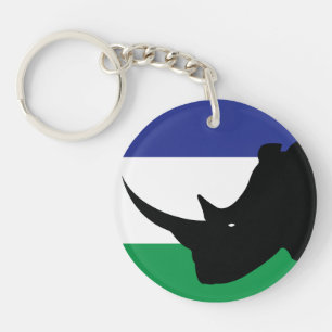 Lesotho Black rhino Basotho National Animal Flag Key Ring