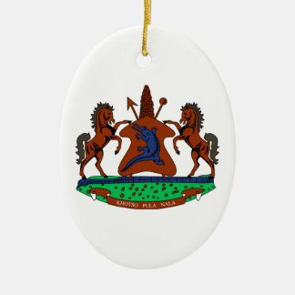 Lesotho Coat of Arms Ceramic Tree Decoration