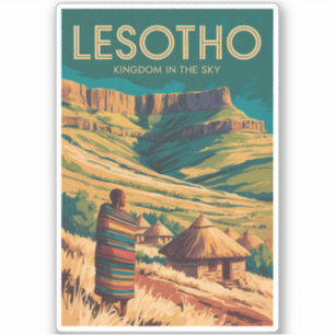 Lesotho Drakensberg Illustration Travel Art Retro