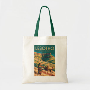 Lesotho Drakensberg Illustration Travel Art Retro Tote Bag