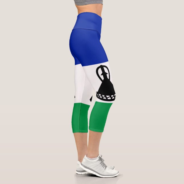 Lesotho Flag Capri Leggings (Right)