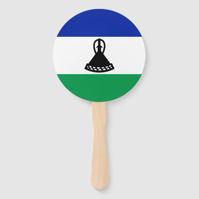 Lesotho Flag Hand Fan (Front)