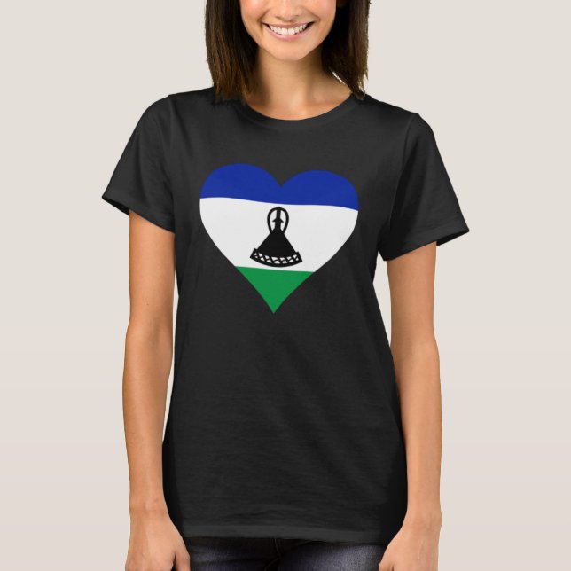 Lesotho Flag Heart Lesotho  Love Lesotho T-Shirt (Front)