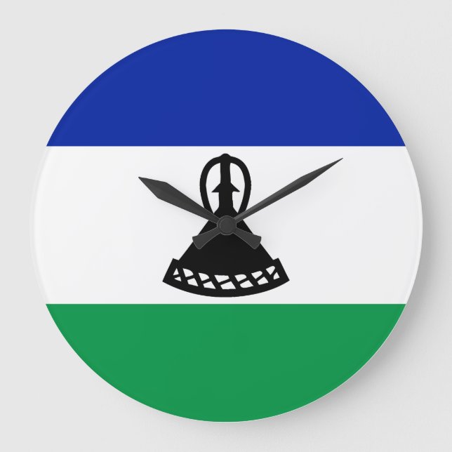 Lesotho Flag Large Clock (Front)