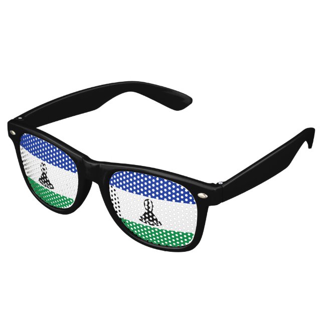 Lesotho Flag Retro Sunglasses (Angled)