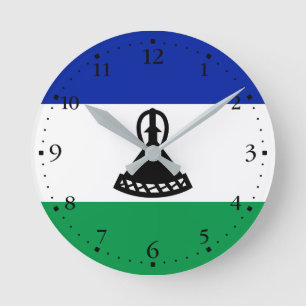 Lesotho Flag Round Clock