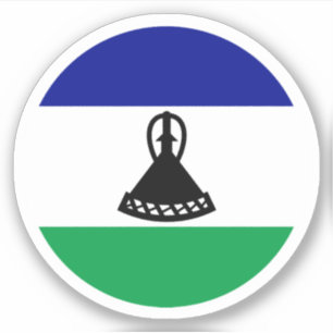 Lesotho Flag Round Sticker
