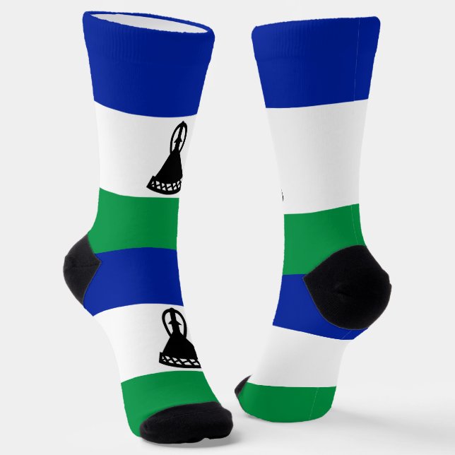 Lesotho Flag Socks (Angled)