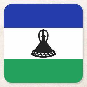 Lesotho Flag Square Paper Coaster