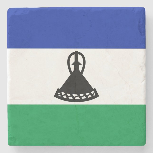 Lesotho Flag Stone Coaster (Front)