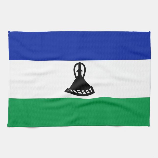 Lesotho Flag Tea Towel (Horizontal)
