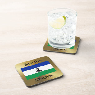 Lesotho Flag+Text Coaster