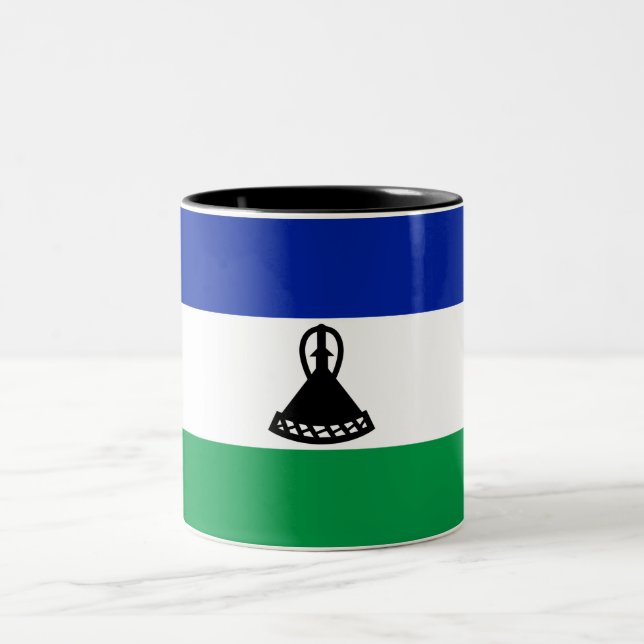 Lesotho Flag Two-Tone Coffee Mug (Center)