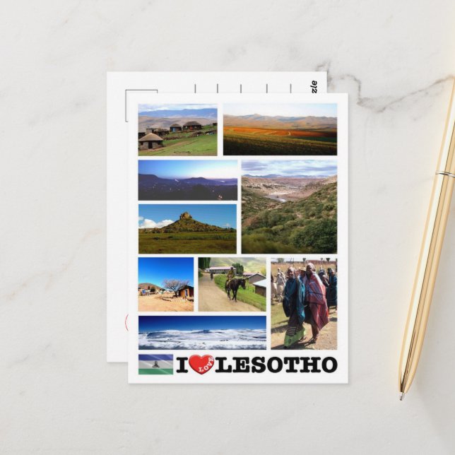 Lesotho - I Love - Postcard (Front/Back In Situ)