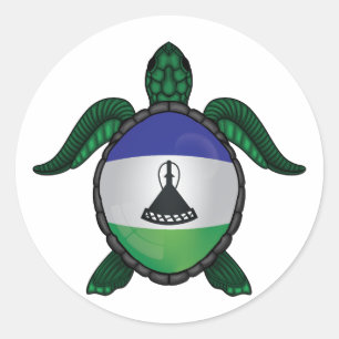 Lesotho sea turtle flag classic round sticker