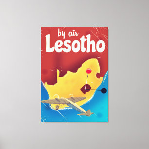 Lesotho Vintage travel flight poster Canvas Print